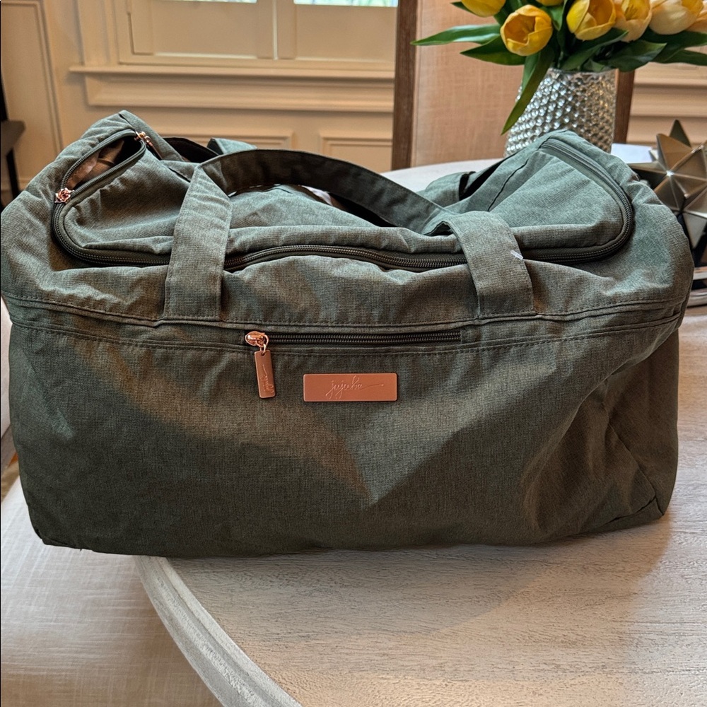 Ju-Ju-Be Green Duffle Bag with Rose Gold Accents